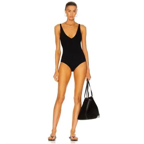 NWT Toteme Deep Neck One Piece Swimsuit Women's Black Size XXS 2X-Small - Picture 1 of 8